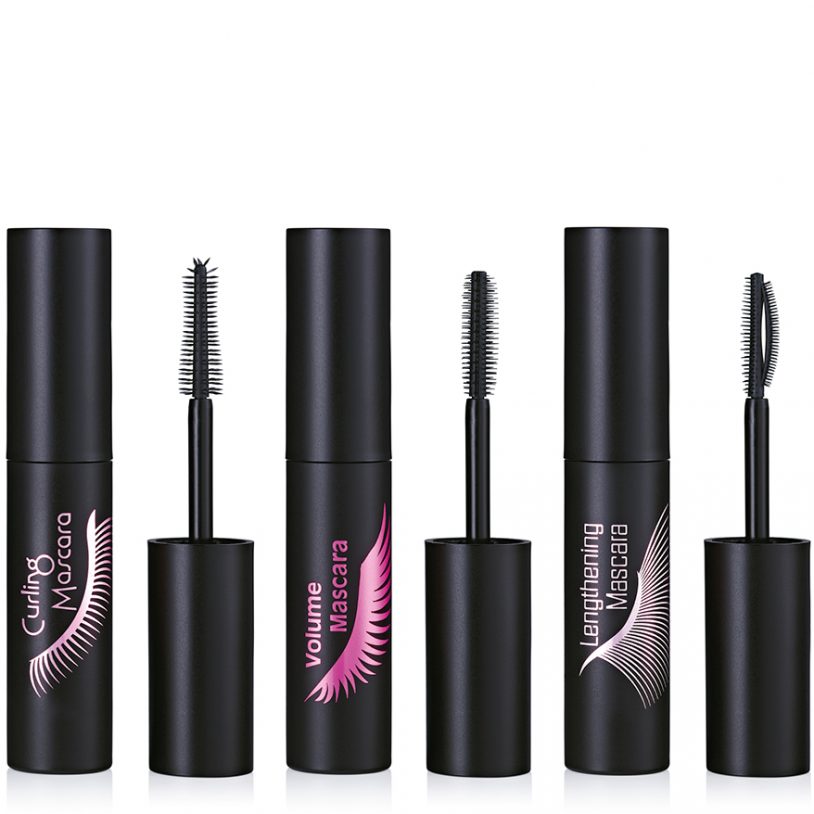 cosmetics packaging with innovative moulded plastic mascara brush applicator