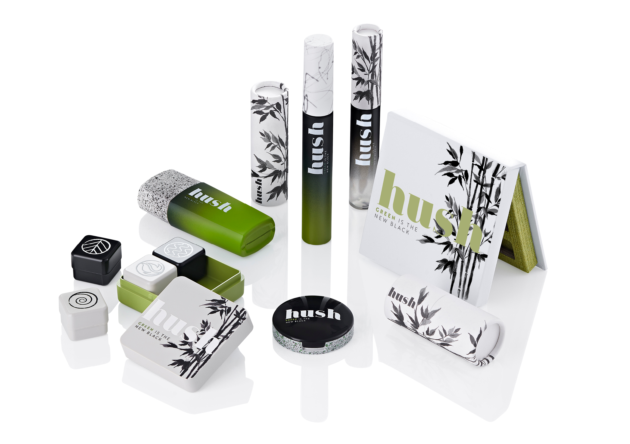 sustainable beauty & cosmetics packaging hush, paper palette, PCR, refill, bio-based materials