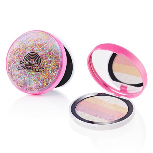 Glitter Storm Radii Round Pressed Powder Compact for beauty and makeup packaging cosmetics