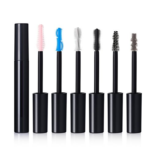 cosmetics packaging with innovative plastic and fibre mascara brush applicator