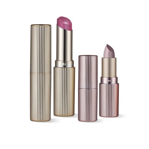 gold metallic premium fluted lipstick packaging tube and case