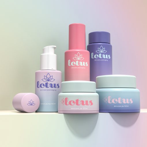 The ‘Lotus Skincare Collection’ is an ergonomically designed range of packaging comprising lotion pumps, lotion bottles and skincare jars.