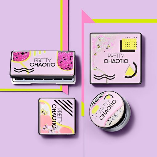 Pretty Chaotic - Compacts and palettes with floating glitter and sequins. Decorative make-up packaging supplied by HCP