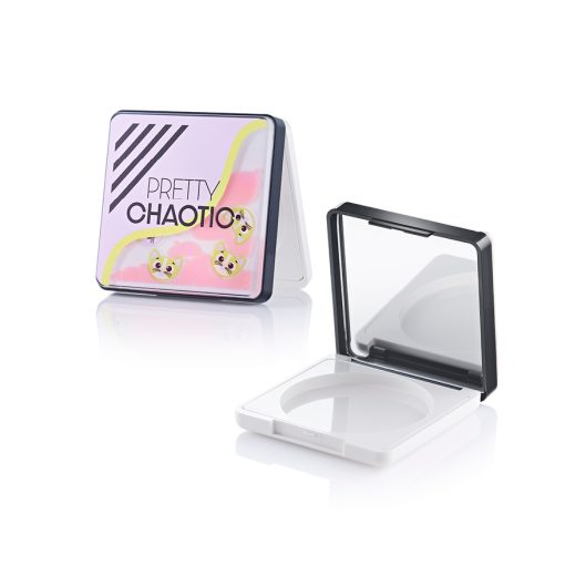 Pretty Chaotic - Large powder palette with floating glitter and sequins. Decorative make-up packaging supplied by HCP