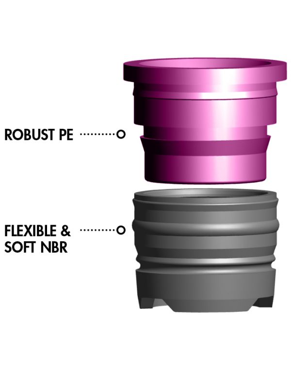 Close-up of HCP’s patented Clipped Wiper featuring dual-material construction for improved wiping efficiency and compatibility with various mascara formulas.